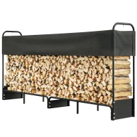 Outsunny Range bûches extérieur, abri bois de chauffage couverture imperméable 600D Oxford charge 500 kg 260 x 38 x 118 cm noir(m-1)