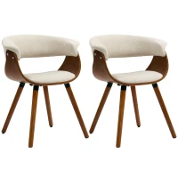 HOMCOM Lot de 2 chaises de salle à manger, chaises de cuisine rembourrées avec dossier incurvé et pieds en bois massif, beige(m-12)