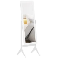 HOMCOM Standspiegel Ganzkörperspiegel Schminkspiegel Erhöhte Füße Pflegeleicht MDF Weiß 47 x 46 x 148 cm(m-11)
