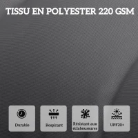 Outsunny Lot de 2 coussins de chaise longue coussin bain de soleil épais, confortable - 6 attaches, 190 x 56 x 10 cm, gris foncé(m-4)