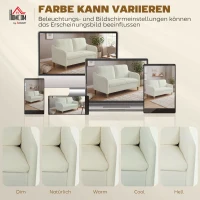 HOMCOM Sofa 2 Sitzer kleine Couch mit Sherpa-Fleece-Optik 137 cm für Wohnzimmer Cremeweiß(m-7)