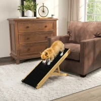 PawHut Rampe pliable pour chiens en bois facile à transporter, 4 hauteurs, 83,5 x 35 x 47,5 cm, bois naturel(m-10)