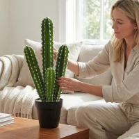 HOMCOM Kunstpflanze Kaktus Pflanzen 53 cm künstliche Pflanzen im Topf für Zuhause, Büro(m-7)