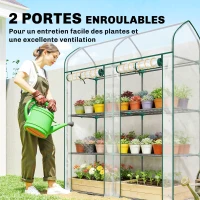 Outsunny Serre de Jardin, Petite Serre de Balcon étagères 3 niveaux en Bâche PVC et Châssis Acier, 143 x 46 x 165 cm, transparent(m-5)