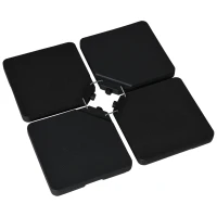 Outsunny Lestages pour parasols dalles de parasol 4 plaques HDPE - A remplir d'eau ou de sable jusqu'à 60/70 kg - dim. 100 x 100 x 6,8 cm noir(m-1)