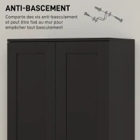 HOMCOM Armoire 2 portes meuble de rangement avec 5 étagères, style contemporain, 60L x 36,5l x 175H noir(m-7)