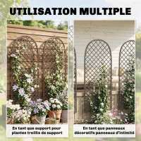 Outsunny Lot de 3 Treillis de jardin en osier tissé Panneau Arc pour Plantes grimpantes 43 x 2 x 112 cm, effet bois naturel(m-7)