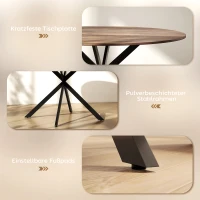 HOMCOM Runder Esstisch für 4 Personen, Küchentisch im Industriestil mit Stahlbeinen, für Esszimmer, Küche, Dunkelbraun(m-6)