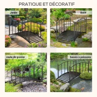 Outsunny Pont de Jardin Pont en acier avec Garde-corps latéraux, Charge Maximale 120 KG, décoration Jardin, 119 x 67 x 70 cm noir(m-5)