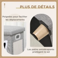 PawHut Niche chat interieur maison chat interieur 2 en 1 pied en bois coussin amovible lavable balle, 35,5x35,5x42,5cm, gris(m-8)