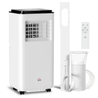HOMCOM Ar Condicionado Portátil 10000 BTU 2900W Arrefecedor Ventilador Desumidificador 5 em 1 para Quarto 22m² 33x28x70,4 cm Branco(m-2)