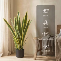 Outsunny Künstliche Schlangenpflanze groß 77 cm Kunstpflanze im Topf für Wohnzimmer Geschenk(m-5)