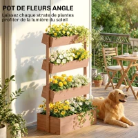 Outsunny Jardinière Surélevée en Bois avec 4 Étages, avec Trous de Drainage et Doublure en Tissu, 85x45x140cm, Marron(m-5)