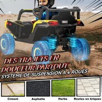 AIYAPLAY Voiture électrique enfants UTV 12 V, buggy électrique enfants avec télécommande, 96 x 61 x 56 cm, jaune(m-8)