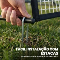 SPORTNOW Rede de Ressalto Dobrável 2 em 1 com Bolsa de Transporte para Treino de Futebol e Basebol 200x94x122 cm Preto(m-6)