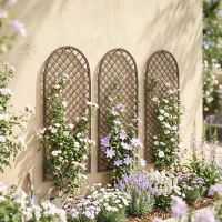 Outsunny Lot de 3 Treillis de jardin en osier tissé Panneau Arc pour Plantes grimpantes 43 x 2 x 112 cm, effet bois naturel(m-10)