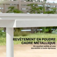 Outsunny Table de Jardin Rectangulaire pour 4-6 Personnes, Plateau en WPC et Cadre en Métal, Pieds Réglables, 140x80x75cm, Blanc(m-6)
