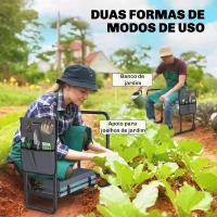 Outsunny Banco de Jardim Dobrável com Almofada de Espuma EVA Assento de Jardim com Bolsa para Ferramentas Cinzento Escuro(m-4)
