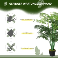 Outsunny Künstliche Palme 125cm Groß Kunstpflanze mit 18 Palmenwedel im Topf für Wohnzimmer Balkon(m-6)