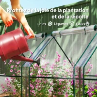 Outsunny Mini Serre de Jardin mini serre tunnel 4 fenêtres avec Zip enroulables Acier PE 140 g/m² Anti-UV 360x90x90cm Transparent(m-6)