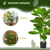 HOMCOM Künstlicher Baum 95 cm Kunstpflanze mit 33 Blättern, Topf für Wohnzimmer(m-4)