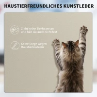 HOMCOM Bürostuhl mit tierfreundlichem Kunstleder-Bezug, Fußstütze, höhenverstellbar, rollbar, Beige(m-6)