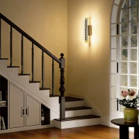 HOMCOM Wandleuchte Innen Wandlampe mit LED Lichte, Gitterdesign, Dimmbar Nachttischlampe Metall, Schwarz(m-9)