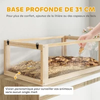 PawHut Cage hamster rongeur à 3 niveaux fond amovible de 31 cm de profondeur cabane balançoire 80x50x76cm finition bois naturel(m-5)