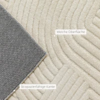 HOMCOM Maschinengewebter Teppich, 15 mm hoch, vielseitig einsetzbar, rutschfest, Cremeweiß(m-7)