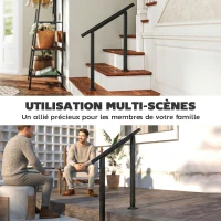 Outsunny Rampe d'Escalier Extérieure pour 1 à 3 Marches, Main Courante Escalier en Métal avec Kit d'Installation, Noir(m-7)