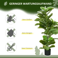 HOMCOM Künstliche Ficus-Pflanze, 110 cm hoch mit 90 Blättern & Topf für Wohnzimmer(m-5)