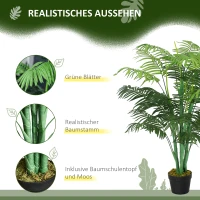 Outsunny Künstliche Palme 125cm Groß Kunstpflanze mit 18 Palmenwedel im Topf für Wohnzimmer Balkon(m-5)