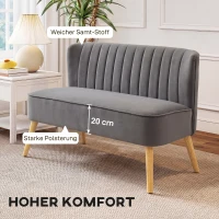 HOMCOM Sofa Retrodesign 2-Sitzer-Sofa, Holzbeine, 117 cm x 56,5 cm x 77 cm, Dunkelgrau(m-4)