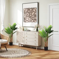 HOMCOM Kunstpflanze, künstlicher Baum, 2er-Set, natürlicher Look, Kunststoff, Topf, Grün(m-7)