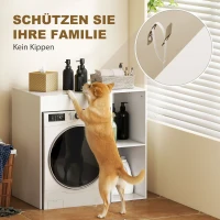 HOMCOM Schrank über Waschmaschine, Bad-Organizer über Toilette mit offenen Ablagefächern für Waschraum, Weiß(m-6)