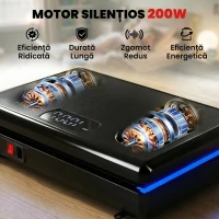 SPORTNOW Platformă Vibrantă cu 120 Niveluri de Viteză, 5 Programe și Lumină LED, Silențioasă, pentru Exerciții Acasă cu Benzi de Rezistență pentru Arderea Grăsimilor și Drenaj Limfatic(m-4)