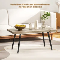 HOMCOM Couchtisch Beistelltisch mit Stahlbeine, 4 cm dicker Tischplatte Wohnzimmertisch 100 x 50 x 45 cm Eiche+Schwarz(m-4)