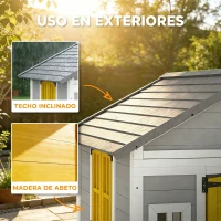 Outsunny Casita Infantil Exterior e Interior de Madera con Puerta Ventanas Jardineras y Soportes de Flores Gris(m-5)
