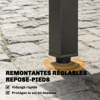 Outsunny Table de jardin extensible pour 4 à 6 personnes, 160/80 x 80 x 75 cm, table à manger extérieure en aluminium, noir(m-7)