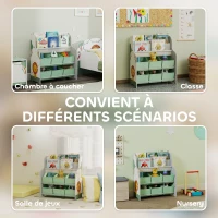 AIYAPLAY Meuble rangement enfant, rangement jouet enfant, 6 tiroirs en tissu et étagère à deux niveaux, 63x30x71cm, vert(m-7)