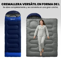 Outsunny Saco de Dormir Adulto Ligero y Compacto para 3 Estaciones Impermeable Portátil Tamaño Pequeño para Acampar Azul Marino(m-5)