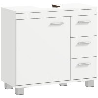 HOMCOM Unterschrank für Waschbecken, 2 Regale, 3 Schubladen, MDF-Struktur, Weiß