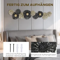 HOMCOM Wandbild, Wandschmuck mit Metallrahmen, moderner Stil, Schwarz+Gold(m-5)