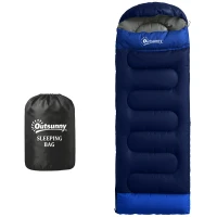 Outsunny Saco-Cama para Adulto Leve e Compacto para 3 Estações Impermeável Portátil Tamanho Pequeno para Acampar Azul-Marinho(m-11)