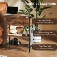 HOMCOM Beistelltisch Nachttisch mit Steckdosenleiste, 2 Ebenen, USB-Anschlüssen Stauraum 60 x 29,8 x 58,5 cm Rustikal Braun(m-5)