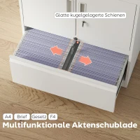 HOMCOM Aktenschrank Büroschrank Abschließbar Mehrzweckschrank aus Stahl mit 2 Türen, Verstellbaren Regalen Weiß(m-5)