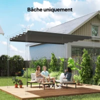 Outsunny Toile de toit pour pergola tonnelle rétractable de 4 x 3 m - toile uniquement 350 x 260 cm gris clair(m-2)