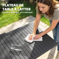 Outsunny Table de Jardin Extensible Grande Capacité 6-10 Personnes avec Rallonge 135-270cm pour Jardin et Balcon Aluminium Gris(m-6)