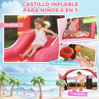 AIYAPLAY Castillo Hinchable para Niños con Soplador Tobogán Cama Elástica Piscina de Pelotas Canasta de Baloncesto 255x230x196cm(m-4)