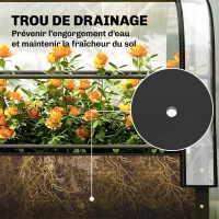 Outsunny Potager sur Pieds avec Serre Rabattable, Jardinière Surélevée en Métal avec Trou de Drainage, 100 x 49 x 136 noir(m-8)